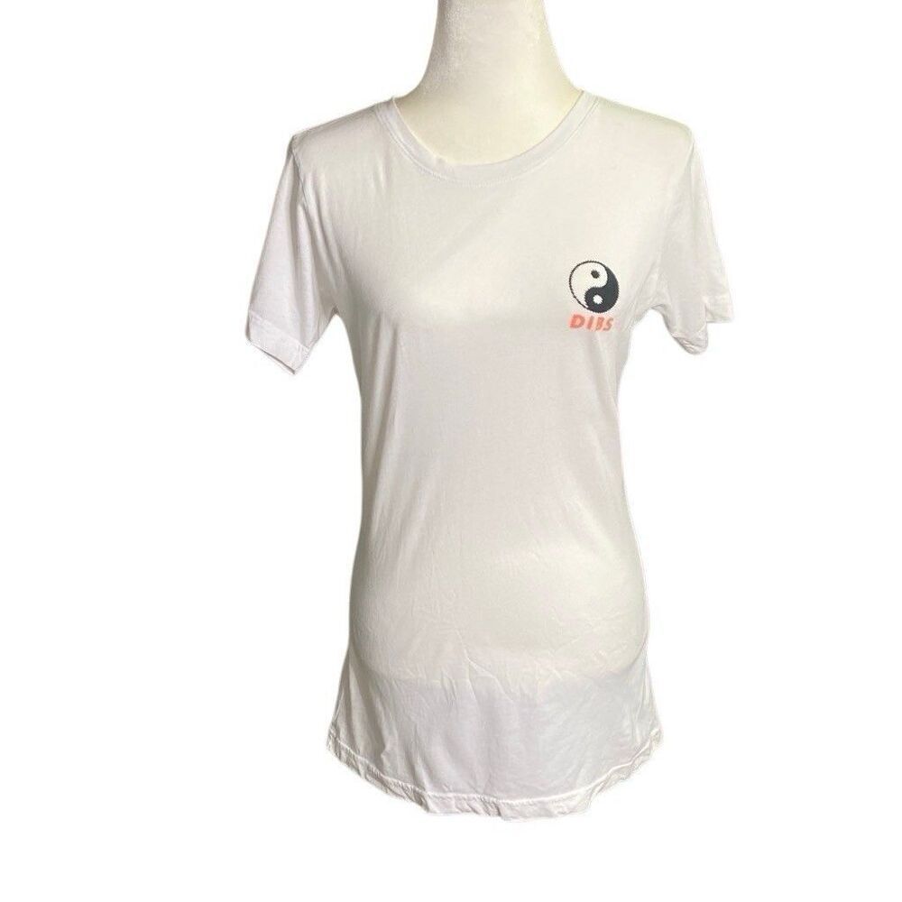 NEW WITH TAGS DIBS WHITE YIN YANG GRAPHIC LOGO COTTON T-SHIRT SIZE LARGE